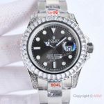 Swiss Replica Rolex Yachtmaster Clear Diamonds 40mm Cal.3135 Watches Gray Dial_th.jpg